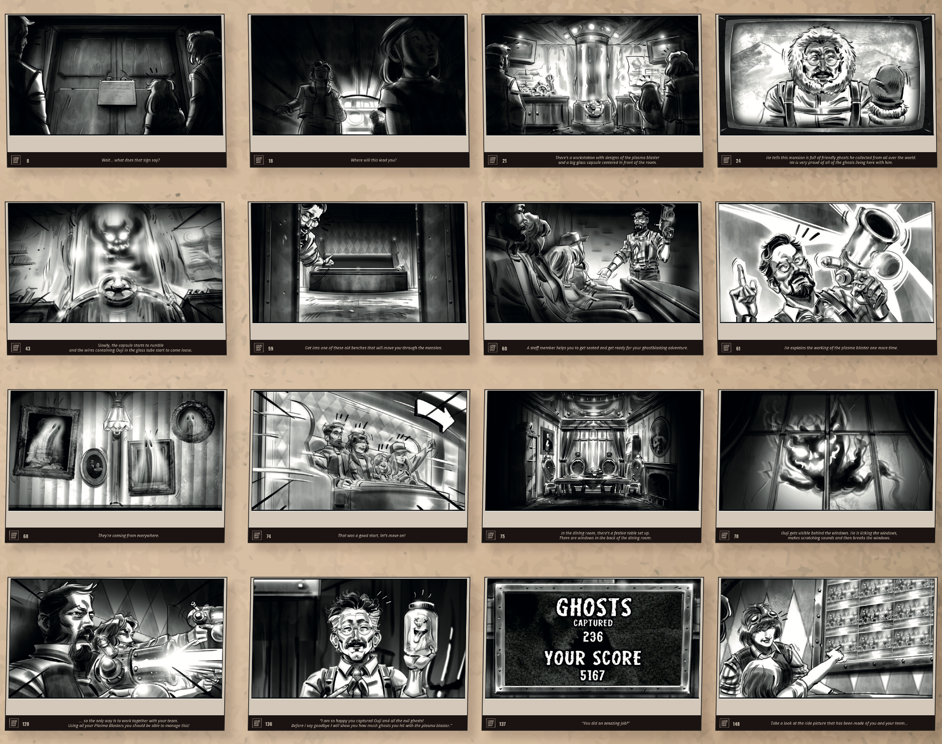 Storyboard overview Ghostly Manor